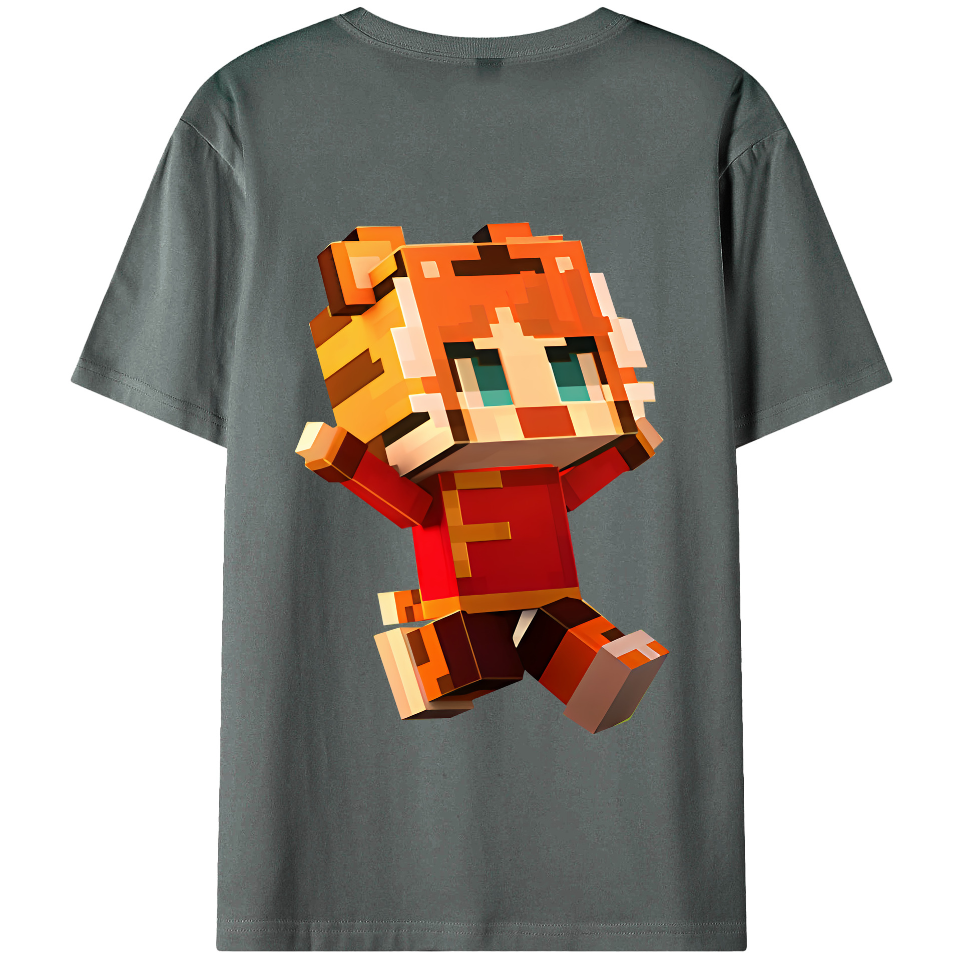 （画像用） マインクラフト ブロックの世界 Minecraft MC Block world 綿100％ メンズ半袖Tシャツ（バックプリント） 通気性